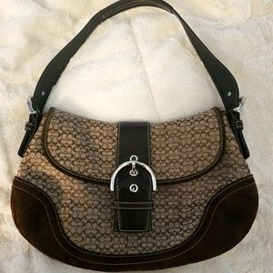 Brown and Tan Coach shoulder handbag